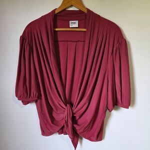EUC JMS JUST MY SIZE SHIRRED DEEP PINK OPEN SLINKY KIMONO/CARDIGAN SIZE 2X